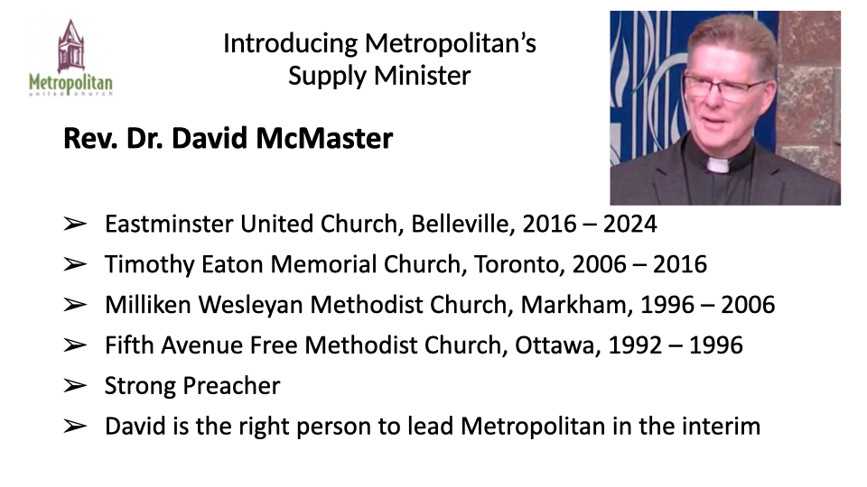 Introducing Dr. David McMaster as our new supply minister